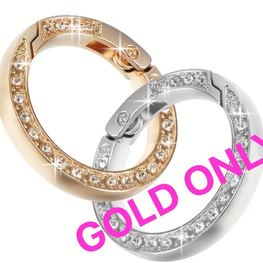 1-Gold Metal Rhinestones on both sides Spring O-Ring - Picture 5 of 6